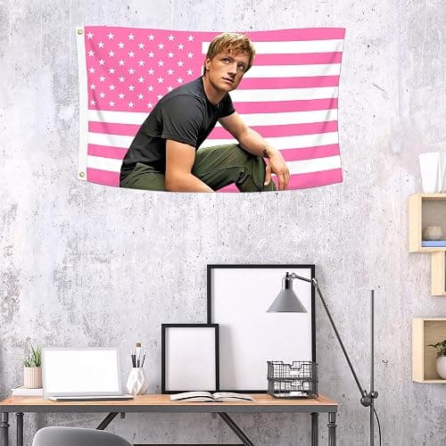 Shmbada 3x5 Ft Decorative Josh Hutcherson Flag Double Stitched with 2 Brass Grommets for Indoor Outdoor, Wall Hanging Peeta Tapestry Mellark College Dorm Room Decoration (Pink, 3x5 ft) thumbnail 2