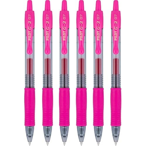 PILOT G2 Premium Refillable & Retractable Rolling Ball Gel Pens, 0.7mm Fine Point, Pink, 6-Pack - Image 1