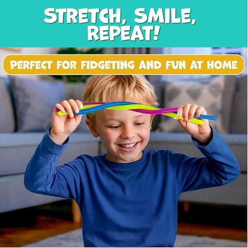 BUNMO Kids Easter Basket Stuffers - Sensory Stretchy Strings for Toddlers 3+ - Stimulating Fidget Toys for Toddlers - Easter Basket Stuffers for Kids - Hours of Fun- Non-Mouthable 3+ - Smooth 6 Pack thumbnail 3