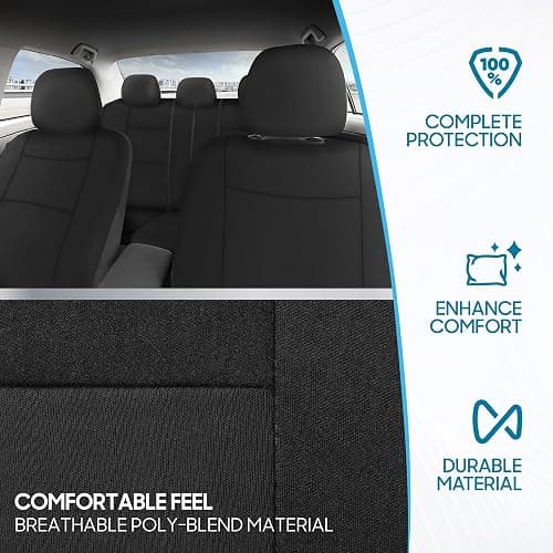 BDK PolyPro Car Seat Covers Full Set in Solid Black, Front and Rear Split Bench Seat Covers for Cars, Easy to Install Car Seats Cover Set and Accessories for Auto Trucks Van SUV - Solid Black thumbnail 5