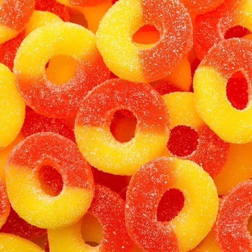 Albanese World's Best Gummi Peach Rings | 8oz of Candy | Gluten Free, Fat Free, Soft and Chewy Gummy | Perfect as a Drink Garnish for Parties, Including in a Dessert Bar, and Crafts with Kids thumbnail 5