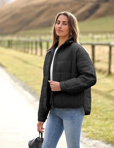 Bianstore Women's Oversized Splice Quilted Lightweight Puffer Jacket Casual Padded Coat thumbnail 3