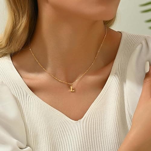 Havopso Dainty Gold Initial Necklaces for Women 18K Gold Plated Tiny Gold Letter Necklace Trendy Cute Personalized Monogram Name Necklace for Women Jewelry A-Z thumbnail 4