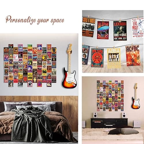 WOONKIT 60 PC Vintage Rock Band Posters, 70s 80s 90s Retro Concert Prints, Bedroom Wall Art, Album Cover Collage, 4x6 Inch (Set of 60) thumbnail 7