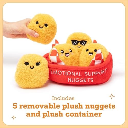 WHAT DO YOU MEME? Emotional Support Chicken Nuggets by Relatable, Cuddly Plush Toys and Stuffed Animals, Includes 5 Plushies with Basket, Funny or Cute Holiday Stocking Stuffer thumbnail 3