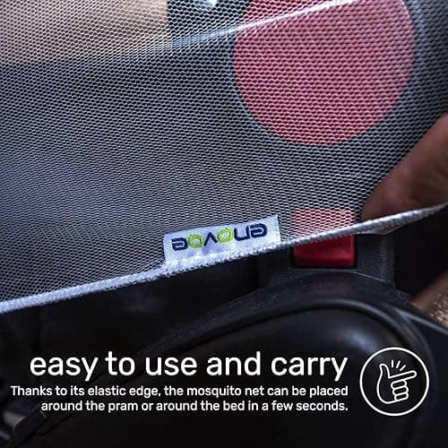 Enovoe Mosquito Net for Baby Stroller and Crib - Durable Mesh Bug Net Cover with Elastic Edge - Fits Strollers, Bassinets, Playards, and Mini Cribs - Travel Essential for Newborns - 63x64-Inch (White) - White thumbnail 2