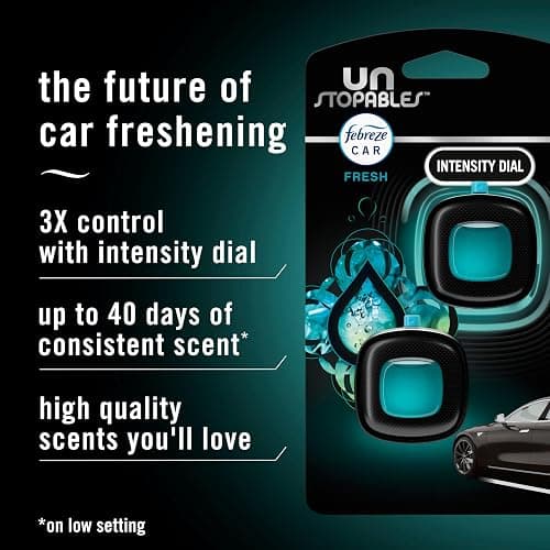 Febreze Car Air Freshener, Odor-Fighting Automotive Vent Clip, Scented Car Accessories, Long Lasting for Strong Odors, Unstopables Fresh Scent, .07 fl oz, 4 Count thumbnail 2