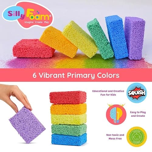 Silly Foam, Creative Modeling Foam Beads, 1-Pack of 6 Primary Colors, Easy Clean Up, Perfect for Preschool and Kids, Arts & Crafts, Sensory Play, STEM, Travel Toy, Holiday Gifts, Non-Toxic (Age 3+) thumbnail 3