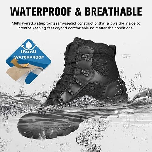 FREE SOLDIER Men's Waterproof Hiking Boots Tactical Work Boots Outdoor Lightweight Military Boots thumbnail 2