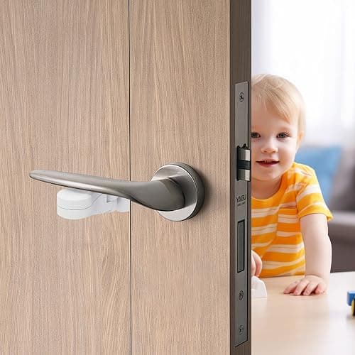 Child Proof Door Lever Lock(6 Pack) - Baby Proofing Door Handle Lock, 3M Adhesive & No DrillingNeed, Minimalist Design, Child Safety Door Handle Locks thumbnail 4