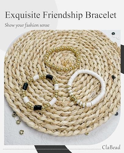 ClaBead Bracelet Making Kit for Boys 3200Pcs, Clay Beads Bracelet Kit with Gold Beads and Gold Flower, Swift Friendship Beads Bracelet Kit for Bracelets Making thumbnail 5