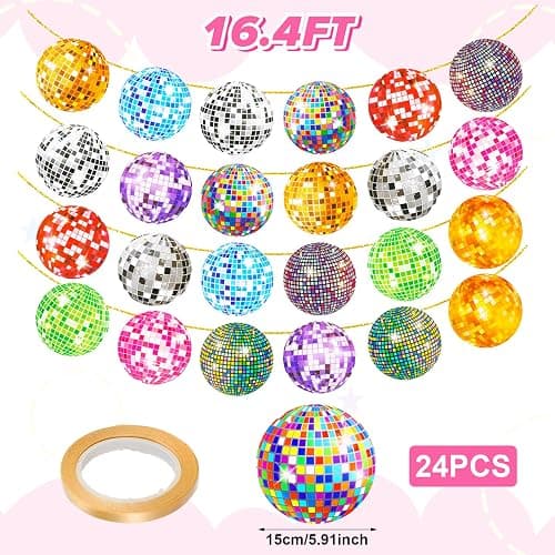 Grevosea 2 Pcs Colorful Disco Ball Party Banner, Disco Themed Party Supplies for Baby Shower, Classroom & Family Gatherings thumbnail 2