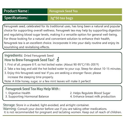 Samcci - Fenugreek Seed Tea Bags, 50 Teabags, 3g/bag - Natural Healthy Fenugreek Methi Seeds Herbal Tea - Non-GMO - Caffeine-free - Support Digestion & Improve Heart Health thumbnail 5