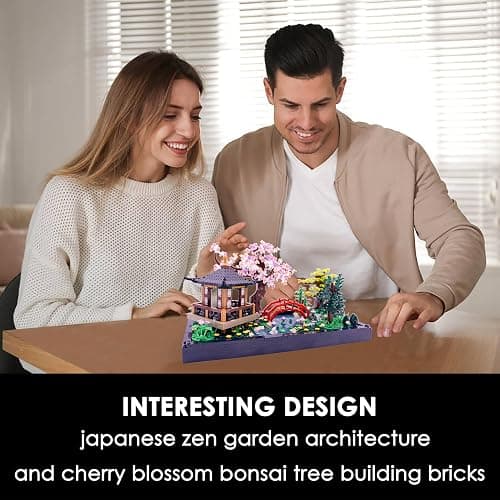 Alizdd Micro Building Blocks Sets，Chinese Zen Garden Architecture and Cherry Blossom Bonsai Tree Building Toys for Adults，Japanese Sakura House Model，Creative Mini Bricks Gift for Kids 14+，2280 PCS thumbnail 5