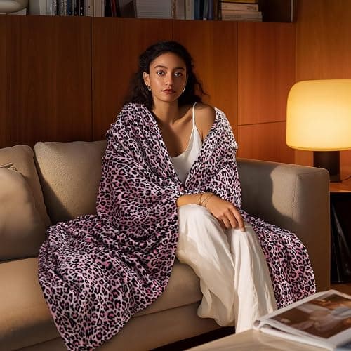 BEDELITE Pink Leopard Twin Size Blanket – Soft & Cozy Cheetah Blanket for Couch, Bed & Sofa, Lightweight Fleece Animal Print Decor, 60"x 80", Pink thumbnail 4