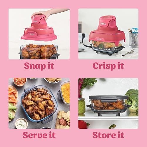Ninja Crispi 4-in-1 Glass Air Fryer | 450°F | Non-Toxic | 4QT & 6-Cup Glass Containers w/Lids | Microwave, Freezer, Dishwasher Safe | Max Crisp, Air Fry, Bake, Recrisp | Cherry Crush | FN101DR thumbnail 9