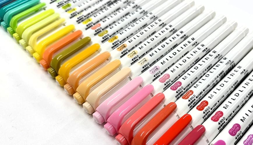 Zebra Mildliner Soft Color Double-Sided Highlighter Pens 40 Full Color Assorted with Sarasa Clip Pen Black 0.5mm and Original Vinyl Pen Case thumbnail 4