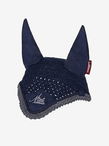 LeMieux Mini Ear Bonnet in Indigo with Soft Lycra Ears - Close Knit Crochet - Comfortable Fit Equestrian Mask - Sport Horse Wear - One Size - Indigo - One Size - Image 1