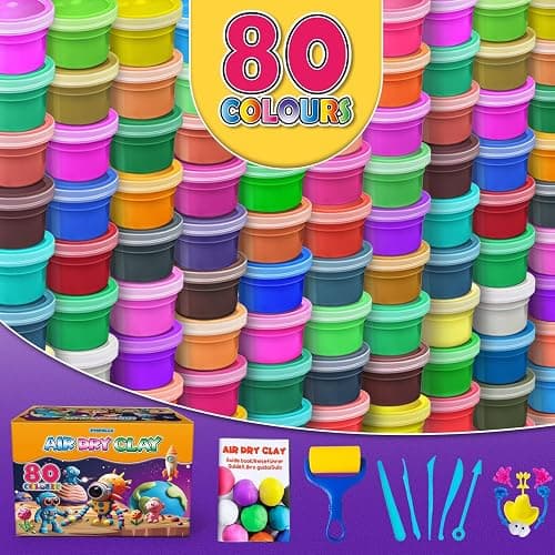 ESSENSON Air Dry Clay - 80 Colors Modeling Magic Clay, Best Gift for Boys & Girls Age 3-12 Year Old, DIY Molding Kids, with Sculpting Tools, Decoration Accessories, Kids Art Crafts thumbnail 3