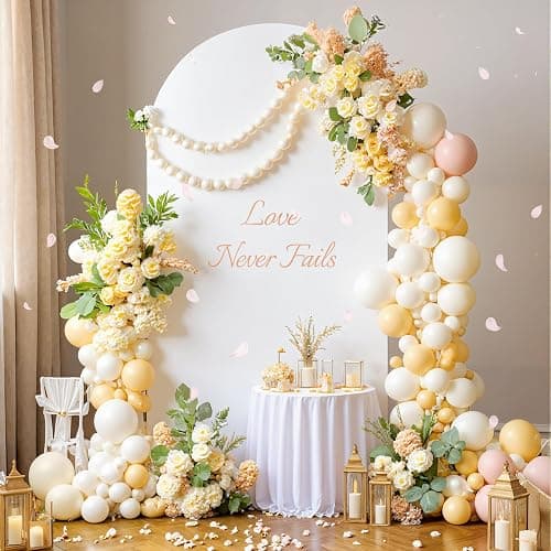 Wedding Arch Backdrop Cover, 6FT White Blue Arch Cover Stretchy Backdrops, Double-Sided Arch Stand Covers for Wedding Ceremony, Baby Shower, Birthday Party Decoration thumbnail 7