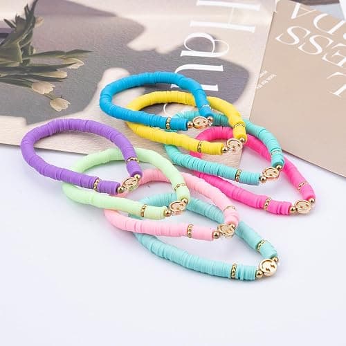 JIASHUYEYE Preppy Bracelets for Teen Girls - Stackable Boho Surfer Friendship Bracelets Set for Little Girls & Women thumbnail 3