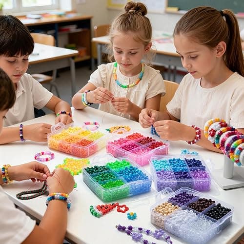 Simetufy 6000Pcs Pony Beads, 30 Colors 6x9MM Kandi Beads Bulk for Crafts Bracelet Making Hair Braiding Jewelry Key Chains DIY Crafts Gifts (3.44lb, Stack Box) thumbnail 2