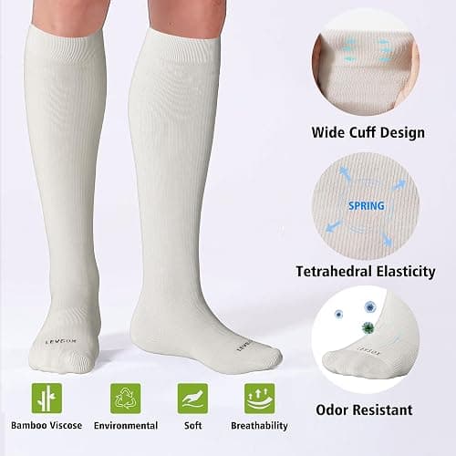 LEVSOX Viscose Made from Bamboo Compression Socks for Pregnant Women 20-30 mmHg Knee High Cute Mens Supports Socks for Travel thumbnail 3