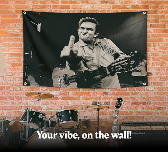 LUIVU 3x5 Feet Cash The Man in Black Flag with Four Brass Grommets - America Country Singer Banner for Outdoor or Indoor - Wall Tapestry Poster Signs Decorations for Bedroom or College thumbnail 3