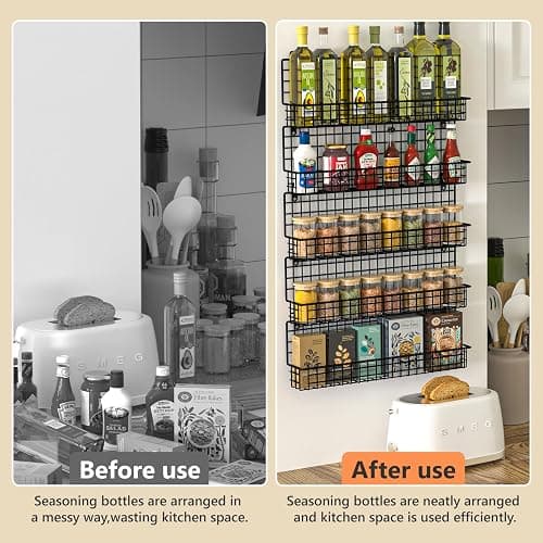 X-cosrack Spice Rack Organizer, 5-Tier Wall Spice Rack, Stackable Hanging Spice Jars Storage Racks, Great for Kitchen and Pantry, Up to Storage 48 Jars(Patent No.:D909138S) thumbnail 6