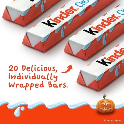 Kinder Chocolate, Milk Chocolate Bar with Creamy Milky Filling, Individually Wrapped, Snack Size, 20 Count Bag, 8.8 oz thumbnail 5