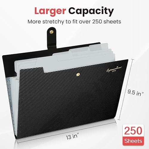 Sooez Accordion File Organizer, Expanding File Folder with Label, 5 Pocket | Folders for Document, Paper Bill Receipt Organizer for Office College School Essential Supplies, Letter Size, Off White thumbnail 3