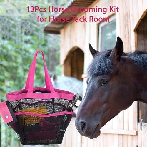 TERPUP Horse Grooming Kit 13 Piece, Horse Brushes for Grooming Supplies with Tote Bag, Horses Tack Brush Set for Effective Grooming and Cleaning, Gift for Horse Riders Beginners (Pink) thumbnail 8