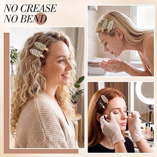 obeoby 14 Pcs Polka Dot No Crease Hair Clips For Women Girls Makeup Styling | 2.36-in Small Flat Hair Pins No-Bend for Thin/Fine/Short/Bang, Cute Barrettes Accessories Gifts, with Storage Box thumbnail 4