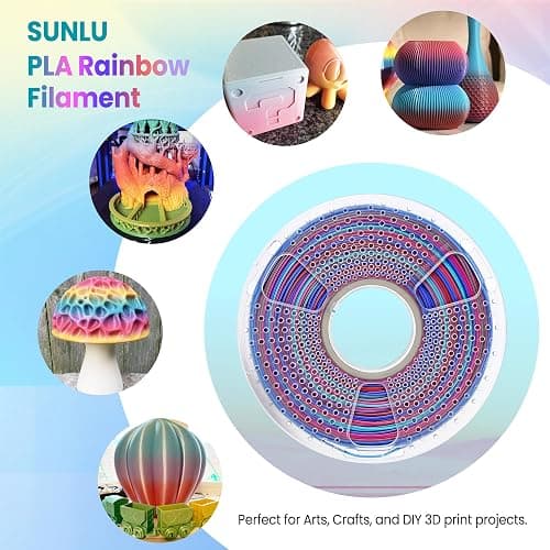 SUNLU 3D Printer Filament,Rainbow PLA Filament 1.75mm,1KG (Rainbow PLA 04) | Multicolor Gradient 3D Filament, Neatly Wound 3D Printing Filament, Dimensional Accuracy +/-0.02mm thumbnail 6