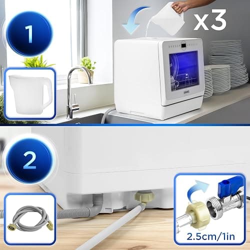 Duronic DW5 WE Lave-vaisselle posable 950W Lave vaisselle de comptoir | Lave vaisselle avec 6 programmes de lavage séchage Lave les plats assiettes verres bols couverts fruits Gain de place thumbnail 3