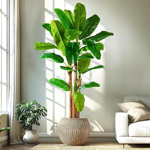 Erimda 8.2FT Artificial Banana Tree Tall Fake Banana Leaf Plant Faux Banana Silk Tree Faux Banana Leaves for Home Swimming Pool Indoor Outdoor Patio Tropical Decor thumbnail 7