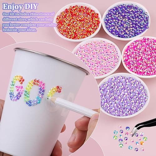 16000Pcs Resin Jelly Rhinestones for Bedazzling, Mixed-Color 4mm Flatback Gems for Diamond Art, Bedazzler Kit with 3Pcs 10ml B7000 Jewelry Glue for DIY Crafting Crafts Book Shoes Nail Art thumbnail 3