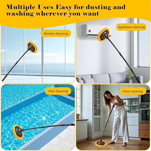 15°Curved Car Wash Brush with Long Handle,43 inch extendable car wash mop with Aluminum Alloy Rod - Microfiber Fiber Sponge pad Brush Head for Cleaning car Truck SUV,car Brush Not Hurt Paint thumbnail 6