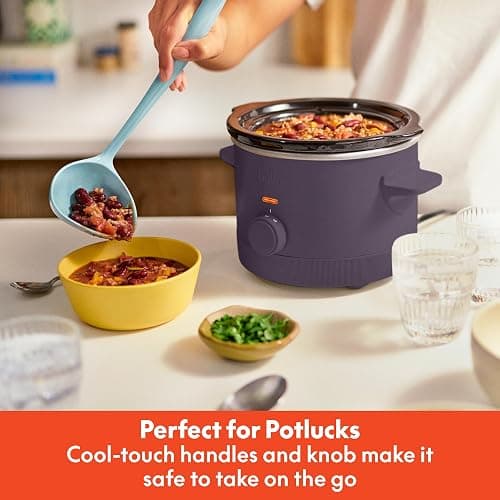 bella 1.5 Qt Slow Cooker with 3 Heat Manual Control, Ceramic Nonstick Coating, Dishwasher Safe Stoneware Pot and Tempered Glass Lid, Tangle Free Cord Wrap & Cool Touch Handles, Plum thumbnail 2
