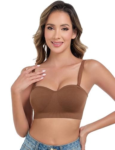 ANGOOL Strapless Bras for Women Wirefree Non-Slip Tube Top Invisible Bralette Seamless Padded Bandeau Bra thumbnail 4