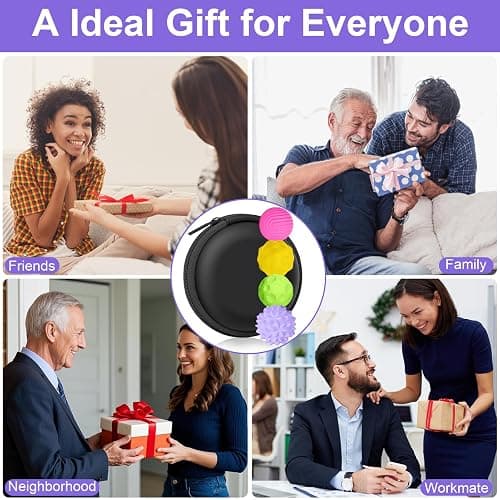 BUSOHA Silicone Fidget Balls - 4 Pack New Fidget Toys Stress Balls for Adults Sensory Stone Travel Toys for Calming,Autism and ADHD,Gifts for Teens thumbnail 7