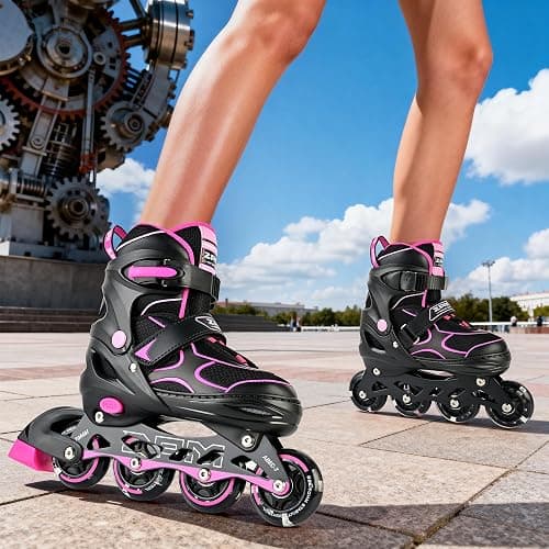 2PM SPORTS Inline Skates for Kids Girls Boys Ages 5-8 8-12 4-6 6-12 with Light Up Wheels, Adjustable Kids Roller Skates Blades for Adults Men Women Beginners Youths thumbnail 9