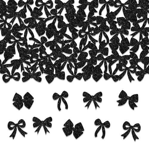 Cheerupp 200 Pcs Black Bow Confetti, Bow Table Scatter Confetti Decorations, Black White Table Paper Decor for Baby Shower Birthday Wedding DIY Crafting Supplies - Image 1