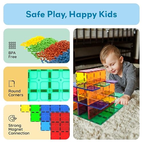 PicassoTiles Magnetic Building Block Tiles Supersize Stabilizer Base Toy Large Size Magnet Tile Plate Jumbo XL Add On Durable Foundation Compatible Education Construction STEM Learning Stacking Set thumbnail 6