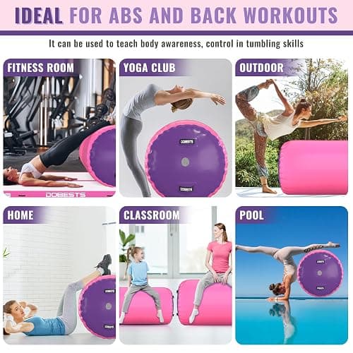 Air Roller Gymnastics Barrel Back Handspring Trainer Tumbling Barrel Yoga Barrel Mat with Electric Air Pump thumbnail 6