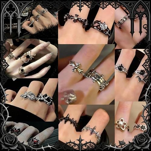 Mystery Jewelry Set,50-55 PCS Surprise Y2K Gothic Mystery Jewelry Box for Women,Gift Set(Gothic Witch Punk Necklace,Earrings, Rings,bracelets),Exclusive Fashion Gift for Her thumbnail 6