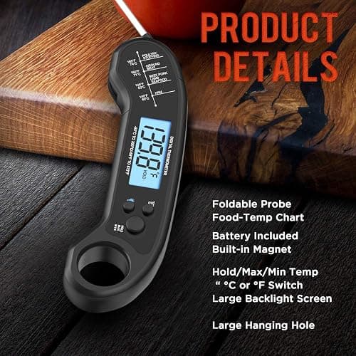Meat Thermometer Digital, Instant Read Meat ThermometerI for Grill and Cooking, Waterproof Food Thermometer for Kitchen and Outside, BBQ, Turkey, Candy, Liquids, Beef thumbnail 5