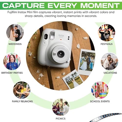 Fujifilm Instax Mini Film - Twin Packs (40 EXP Total), ISO 800, Compatible with Instax Mini Evo, 12, 11, 9 Models, Includes Balveli Premium Microfiber Cleaning Cloth thumbnail 3