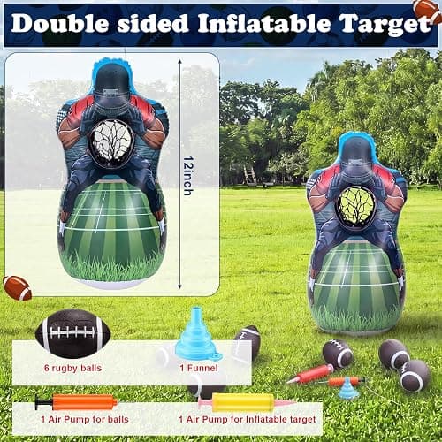PullCrease Inflatable Football Pitching Target Double-Sided Training Toss Game with 6 Footballs Air Pump Funnel Football Toys Gifts Training Practice Equipment for Indoor Outdoor Yard Party Favor thumbnail 3