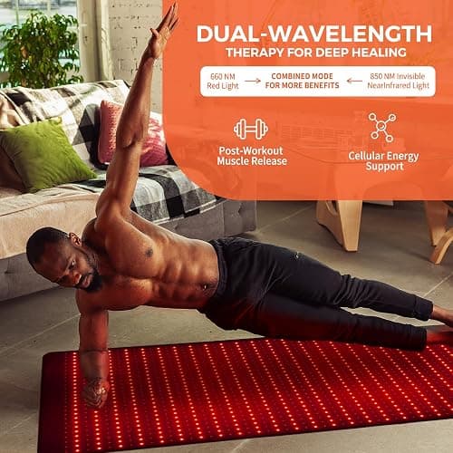 2025 New Release Infrared Red Light Therapy Mat- 1440 pcs Professional SMD LED Chips - 660nm & 850nm Wavelengths, Pain Relief, Enhances Recovery, Whole Body Care, Sleep Improvement & Energy Boost thumbnail 8